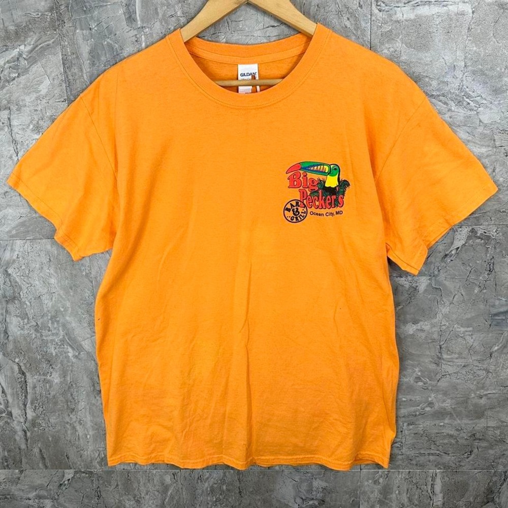 Orange Big Bird big Peckers, Ocean City MD men's Large  T Shirt‎